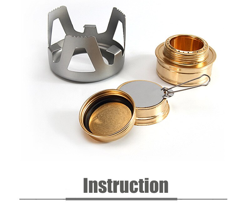 Brûleur de poêle à alcool en laiton résistant avec couvercle en alliage d'aluminium pour Camping en plein air randonnée sac à dos cuisson Portable