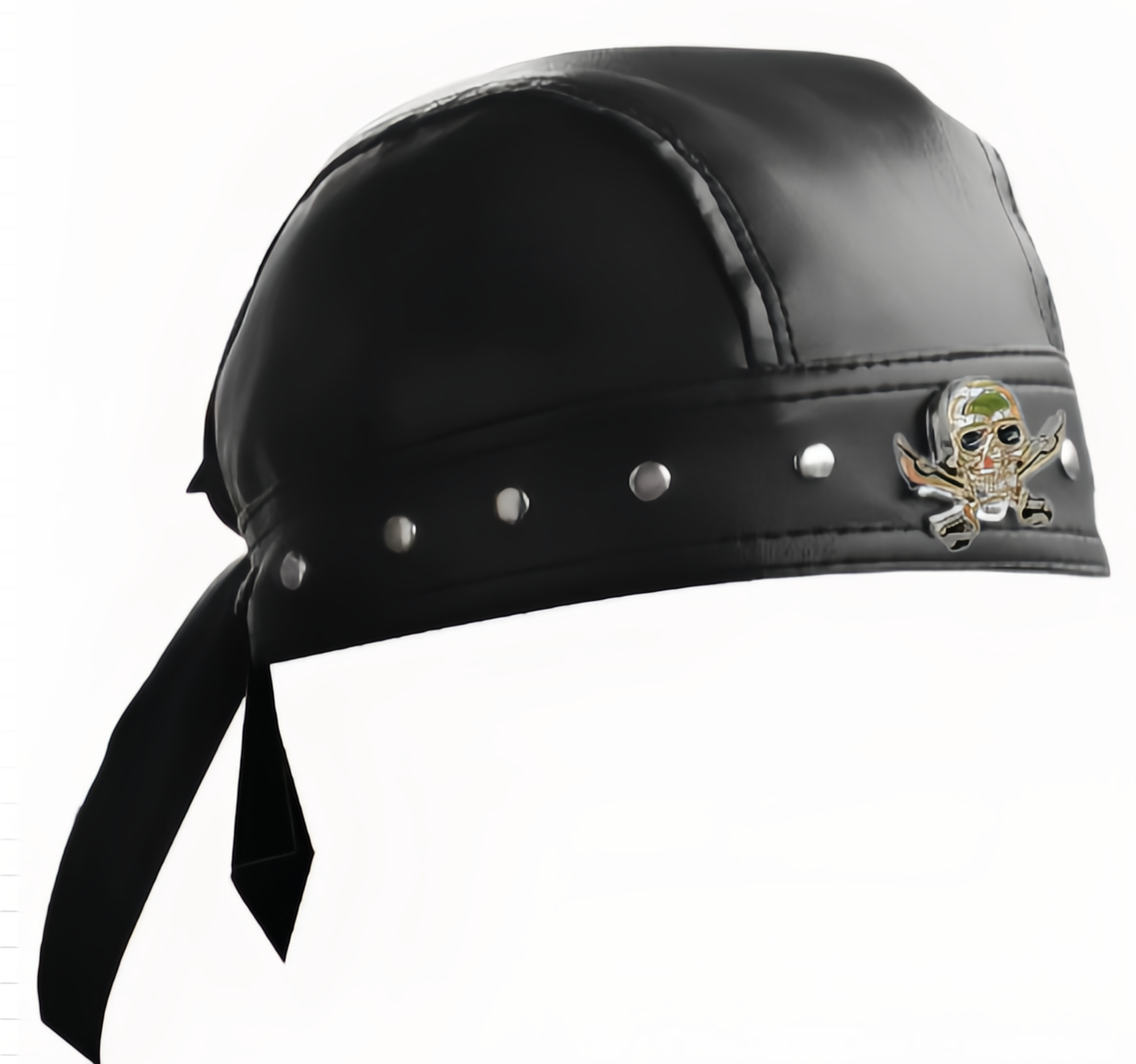 Casque de moto Bandana crâne en cuir noir – d'Halloween paresseux pour cosplay de motard urbain: Rouge