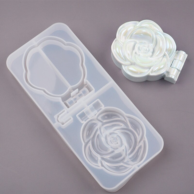 Moules coquille, chat, rose, diamant de résine époxy UV pour miroir DIY, de maquillage pliant, moulage en silicone, à faire soi-même, cristal: rose mold