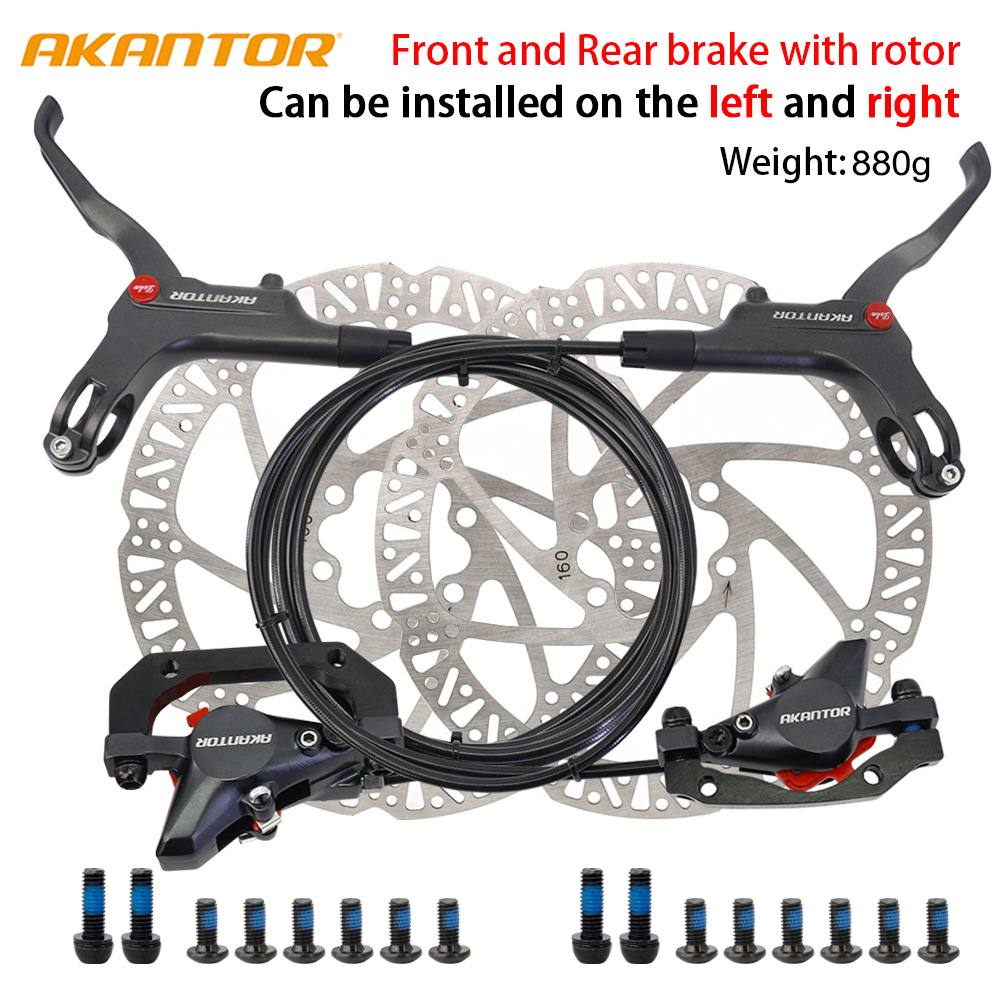 AKANTOR hydraulic mountain bike disc brake front 8000 / rear 1400mm bicycle brake ultralight bicycle parts brake kit: Front Rear Set