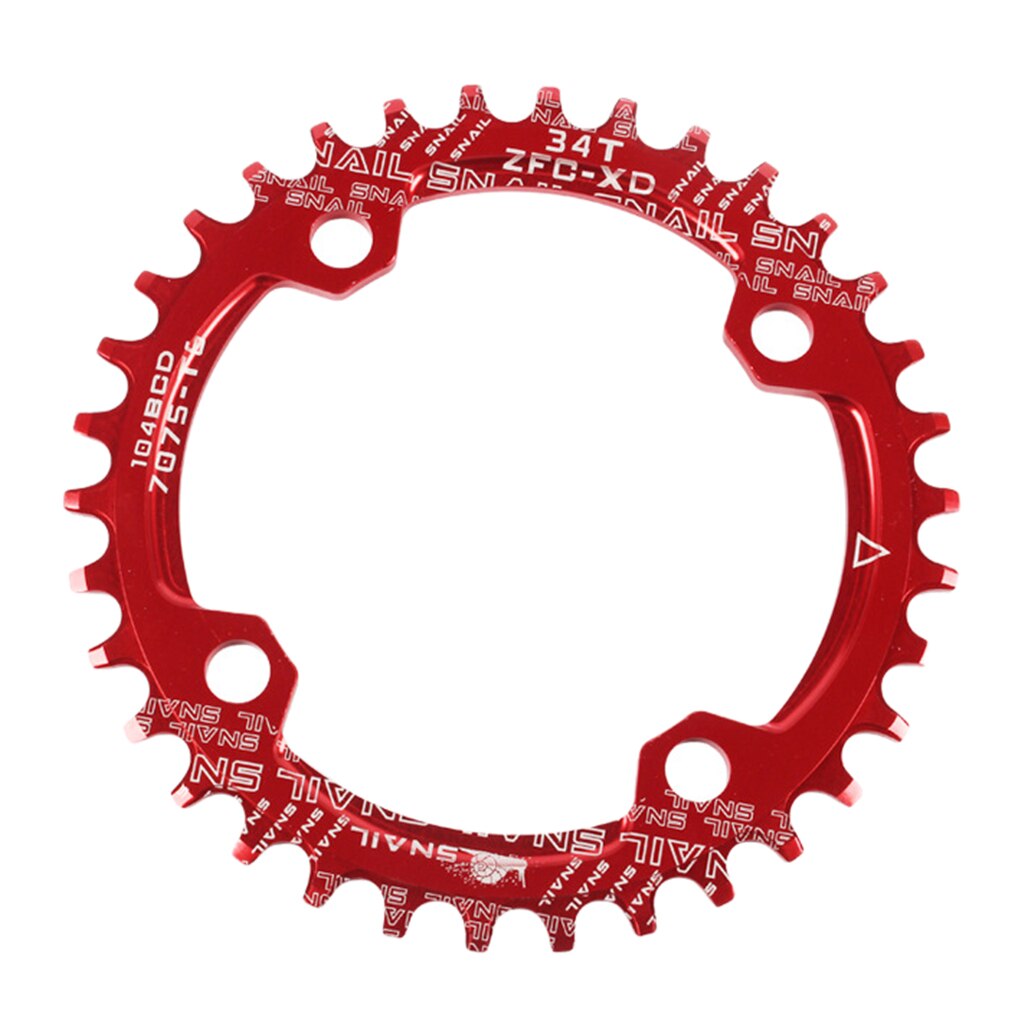 Cykel kædehjul 104 bcd enkelt hastighed kæde ring 32t 34t 36t 38t mtb mountainbike cykel dele: Rød 34t