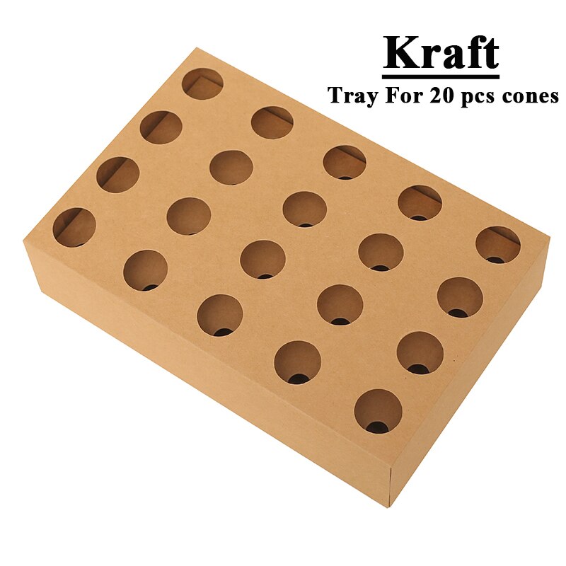 Confetti cone holder FEESTIGO natural confetti cones holder for wedding decoration White-Kraft confetti cones stand box tray: Kraft Tray / 5PCS