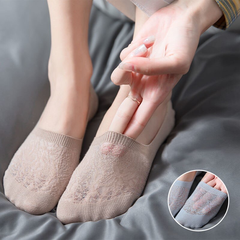 5 Pairs Spring Summer Women Socks Solid Color Wild Shallow Mouth Felmen Girls Female Invisible No Show Slipper Socks
