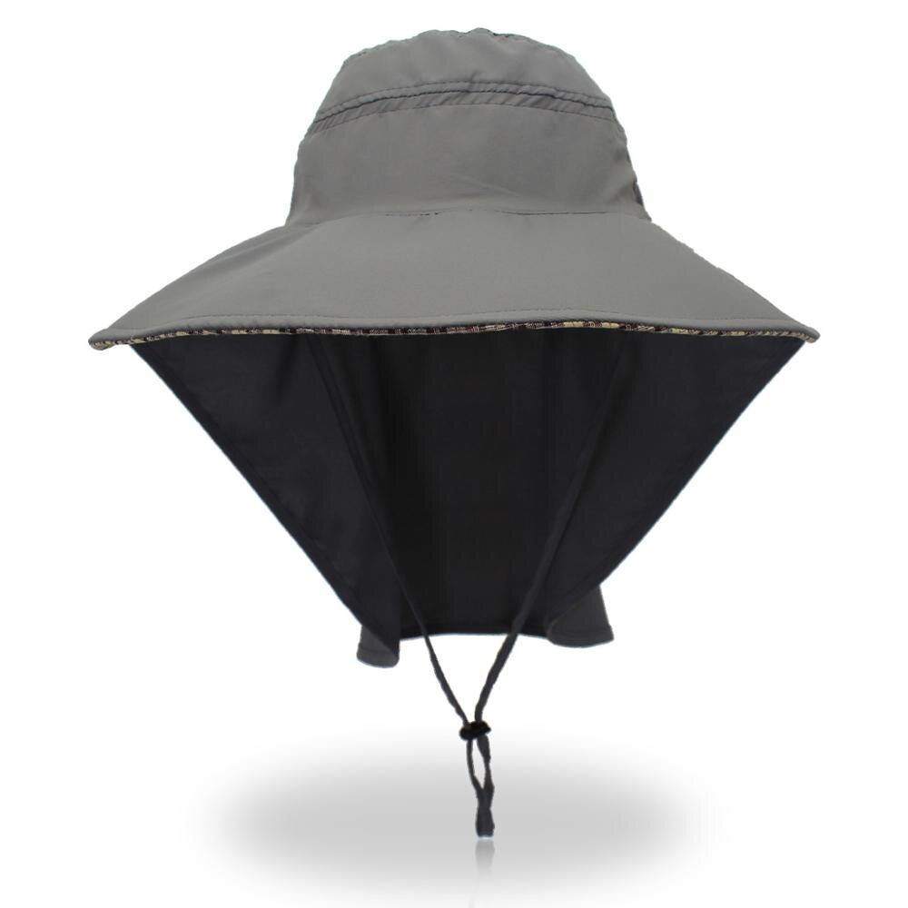 Outdoor Mannen Vrouwen Grote Ronde Rand Zon Blok Sneldrogend Vissen Hoeden Zomer Zon Cap Voor Travel Bergbeklimmen Emmer hoed: Dark Grey