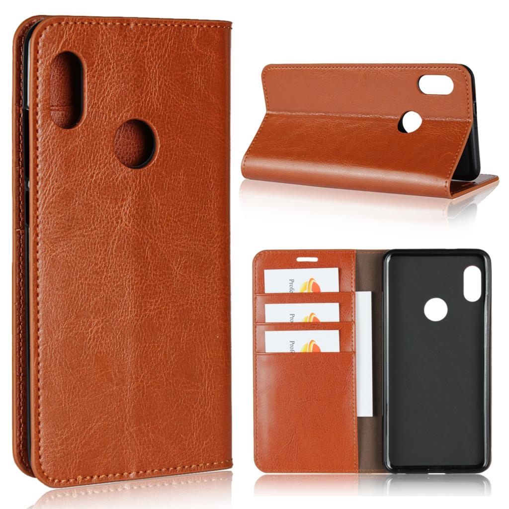 Funda para Xiaomi Redmi Note 5 Pro 5,99 "Funda de cuero tipo billetera funda con tapa tarjetero: Light Brown FMWZP