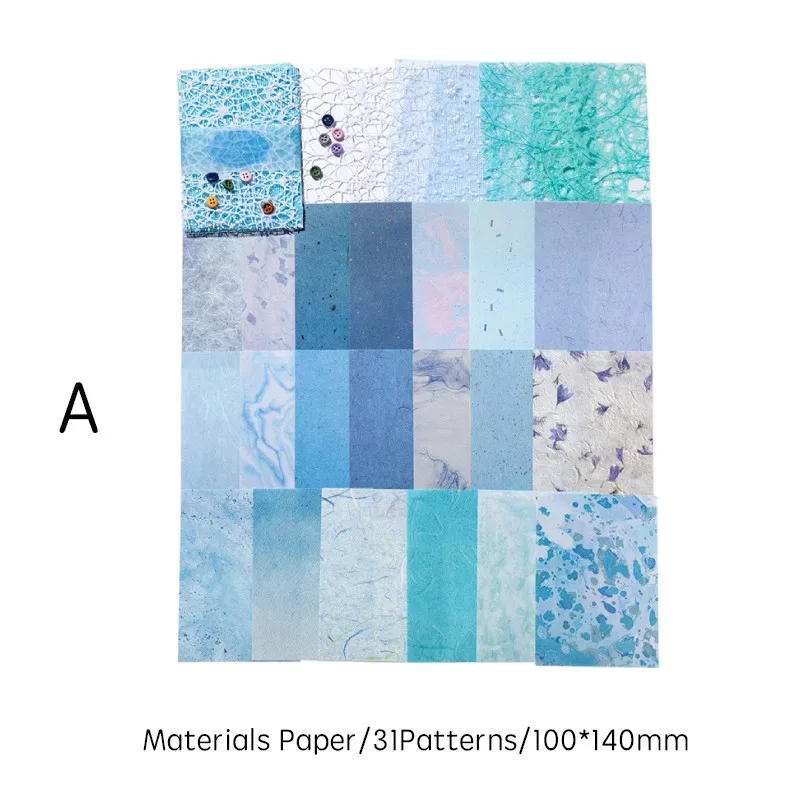 31 unids/pack de materiales de gasa, papel y botones, decoración para álbumes de recortes, papel artesanal, Collage estético, diario basura, papelería: Gris claro