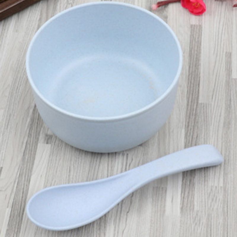 Conjunto de talheres de alimentação para bebês, eco-friendly, tigela infantil, pratos com colher, cor sólida, material de jantar mbg0467: Blue