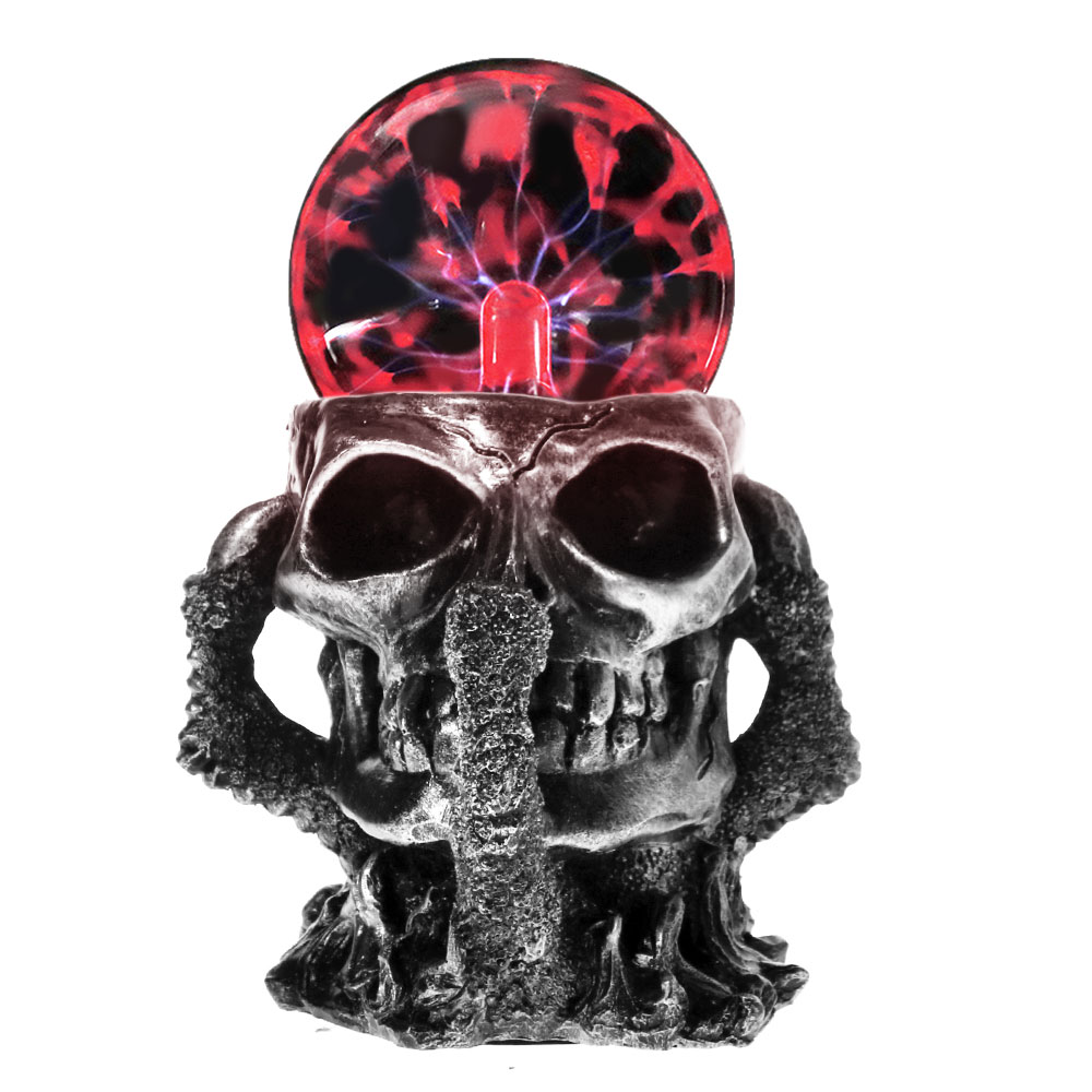 Black Skull Hand Tesla Glass Plasma Ball Resin Lighting Lamp Party magical Party Magical Ball Electrostatic Falshing Ball