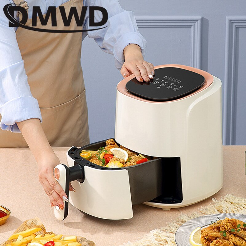 DMWD 4.5L Electric Fryer Multi-Functional Healthy Food Cooker Timer Oven Low Fat Oil Free Chicken Grilling Deep Fryer