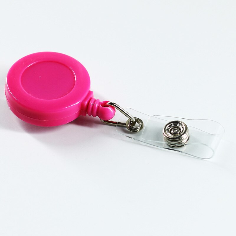Retractable Pull Badge ID Department Brand Name Badge Holder Scroll Key Ring Chain Clip School Student Office: Rose Red