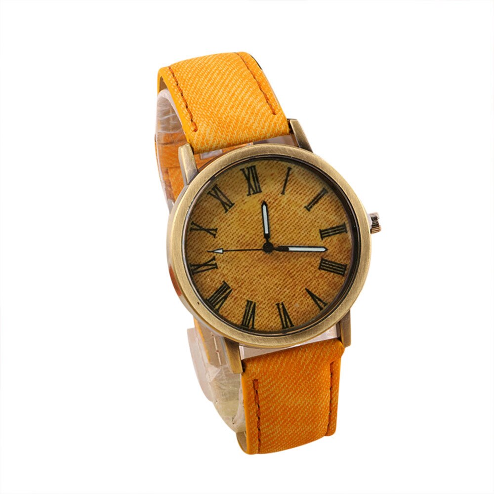 Reloj de pulsera de cuarzo analógico para hombre y mujer, cronógrafo de lujo con Relojes De Correa De Cuero famosa, para boda, negocios, Unisex: Amarillo