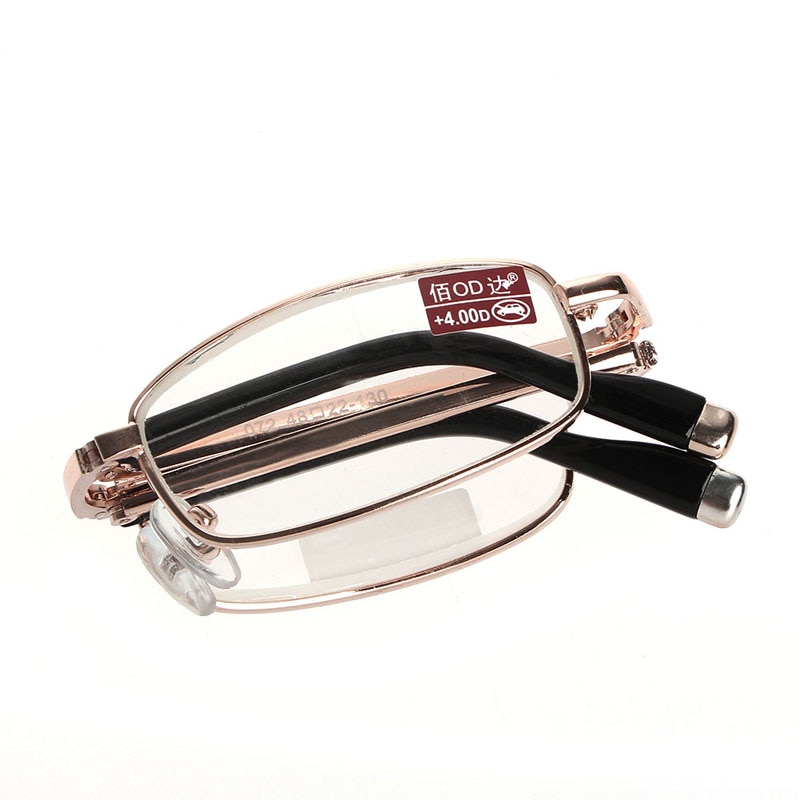 Mini Faltbare Lesebrille Metall Vollformat Fall Brillen Mit Fall + 1,0 + 1,5 + 2,0 + 2,5 + 3,0 + 3,5 + 4,0