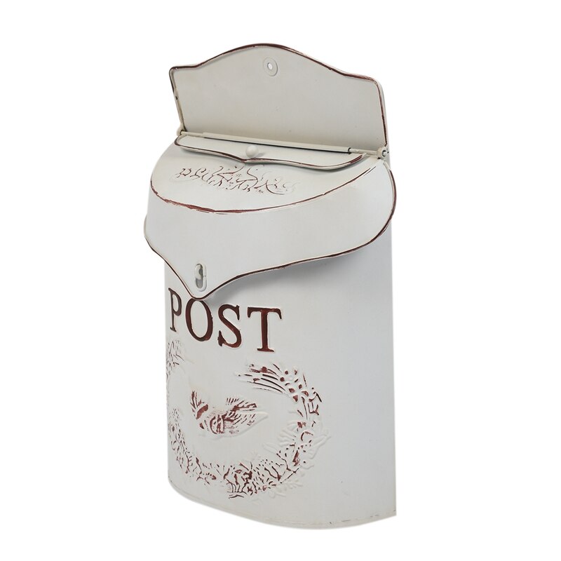 ! postkasse post lurvet blå fugl postkasse vintage landsted (hvid)