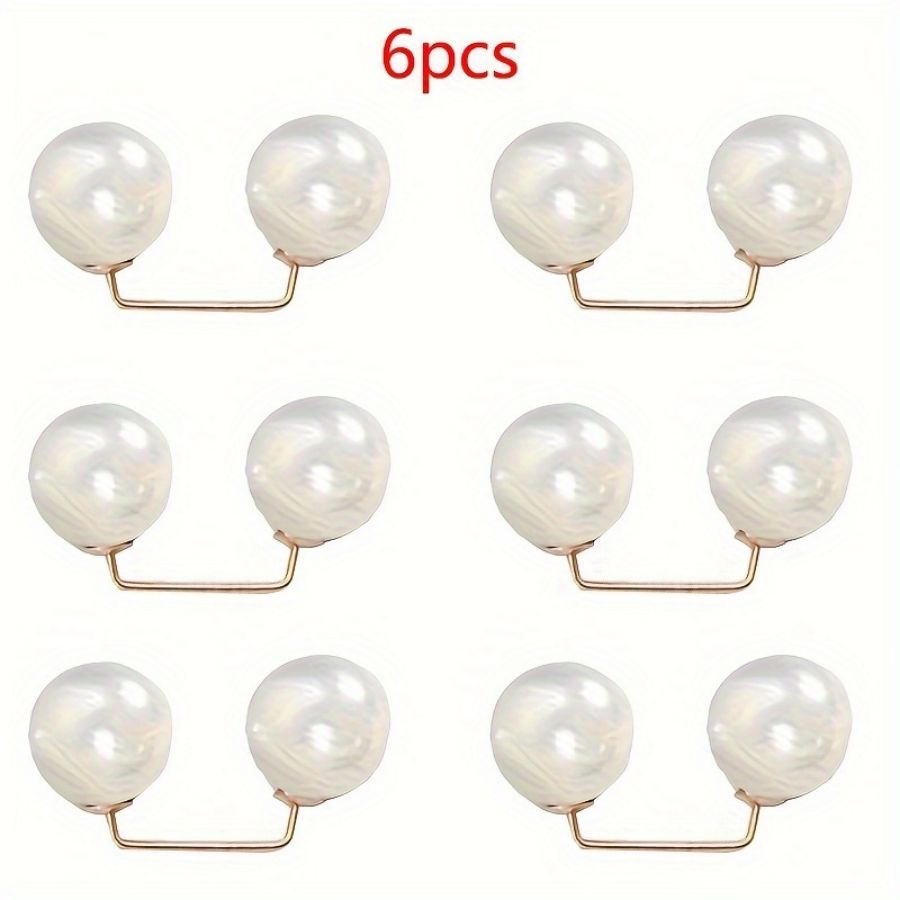 6er-einstellen modische Perlennadeln für Kleidung, Schals, sichere und verstellbare Röcke und Kleider, modische Accessoires mit Nachahmung Erbse: Weiß