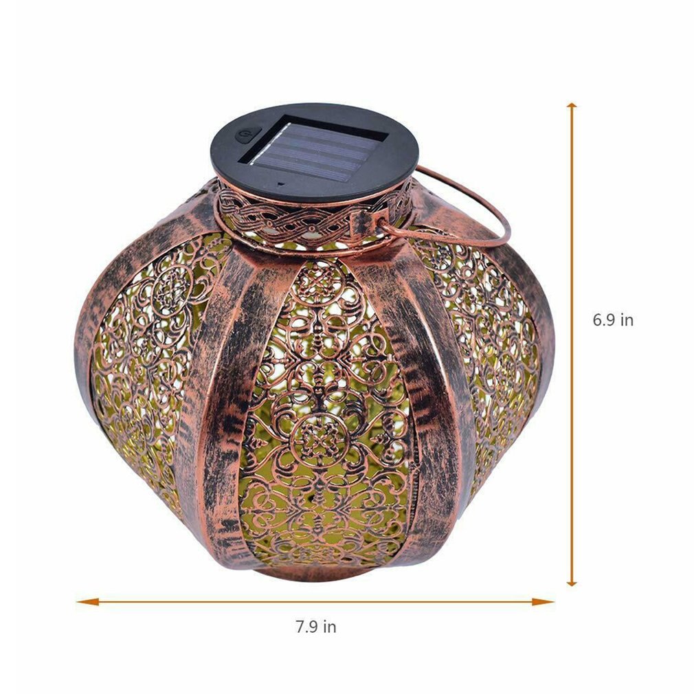 Retro Garden Solar Lamp Hollowed Out maple leaf Shadow Lantern Hanging Hollow Lamp Lighting Outdoor Waterproof Landscape Lamp