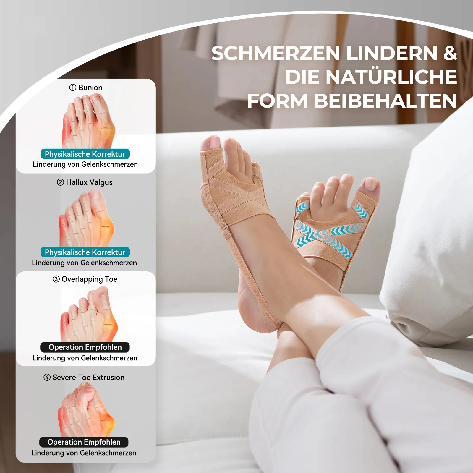 1/2/4/6/10Stck Zehenspreizer Hallux Valgus Ballen Korrektor Einstellbare Zehenspreizer Korrektor Linderung Fußschmerzen Sockenglätter