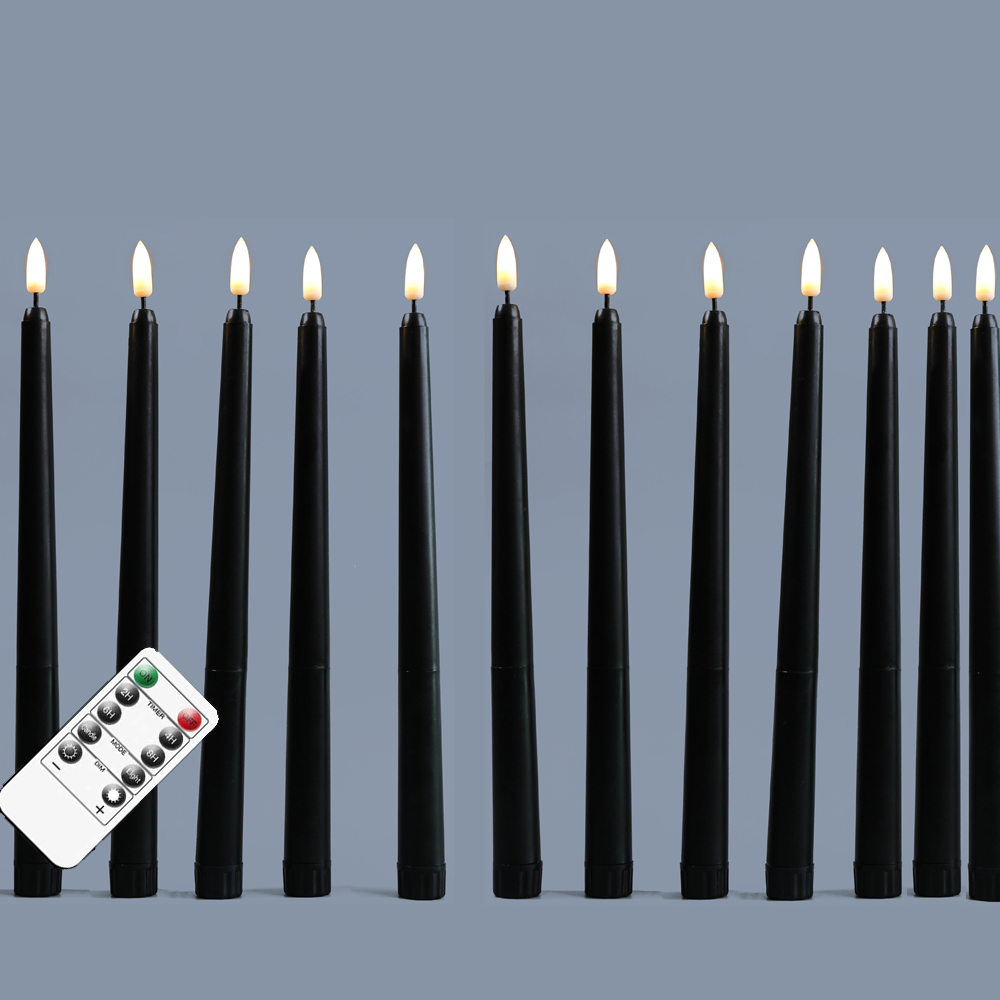 Candele coniche nere a portato di Halloween con telecomando 6 o 12 pezzi, candelieri elettronici senza fiamma per finestre da 28 cm/11 pollici: cameo