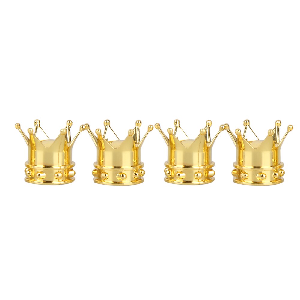 4 Uds. Tapas de válvula de bicicleta vástago de rueda del neumático, dorado en forma de corona, tapa de válvula de aire, tapones herméticos a prueba de polvo para camión: Gold