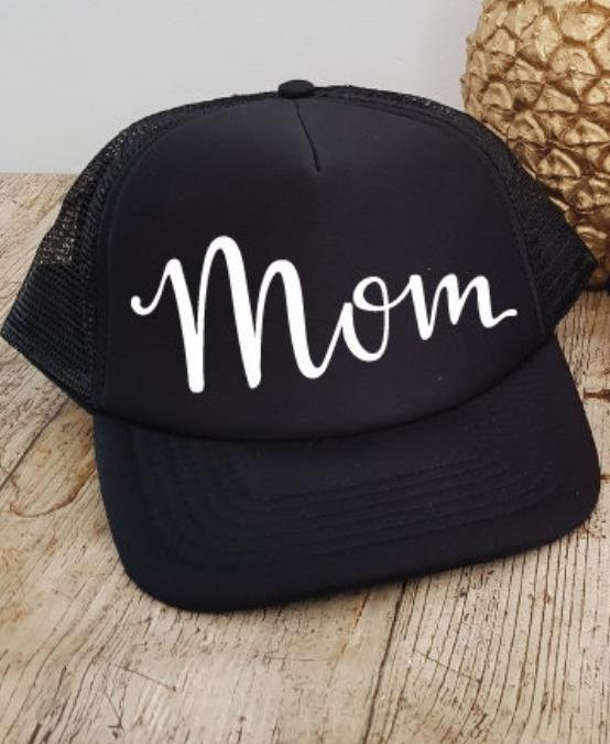 Mamma og pappa bokstaver print baseballcap trucker lue for kvinner menn unisex mesh justerbar størrelse m -169: Mamma