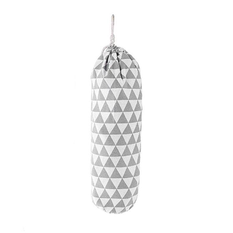 3 Pockets Cute Wall Sundry Cotton Line Hanging Organizer Bag Multi-Layer Holder Makeup Rack Jewelry Household Storage Bag: Triangular Gray Grid