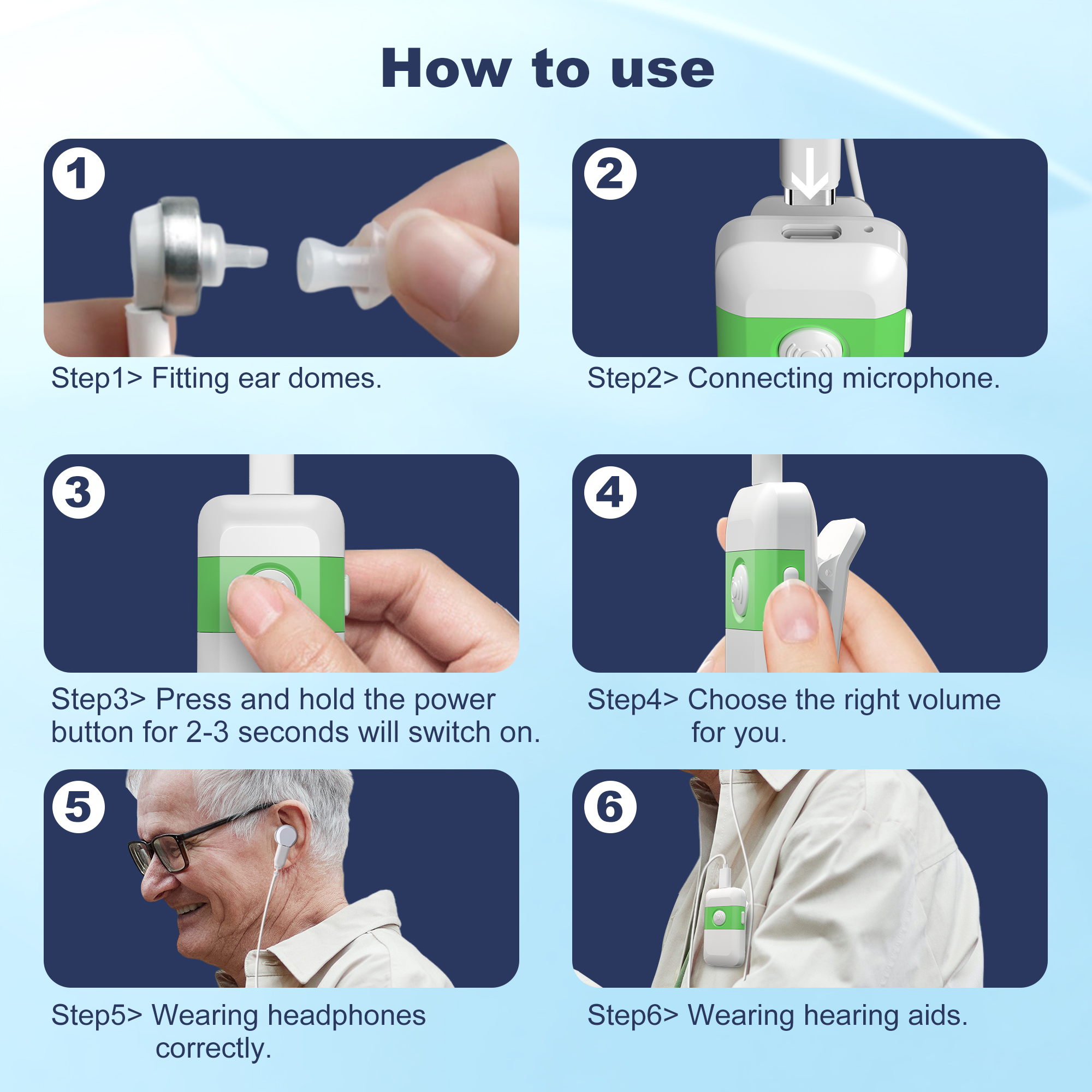 HealthTree Rechargeable Pocket Hearing Aids Digital Sound Amplifier Audifonos for Elderly Deafness Severe Hearing Loss USB