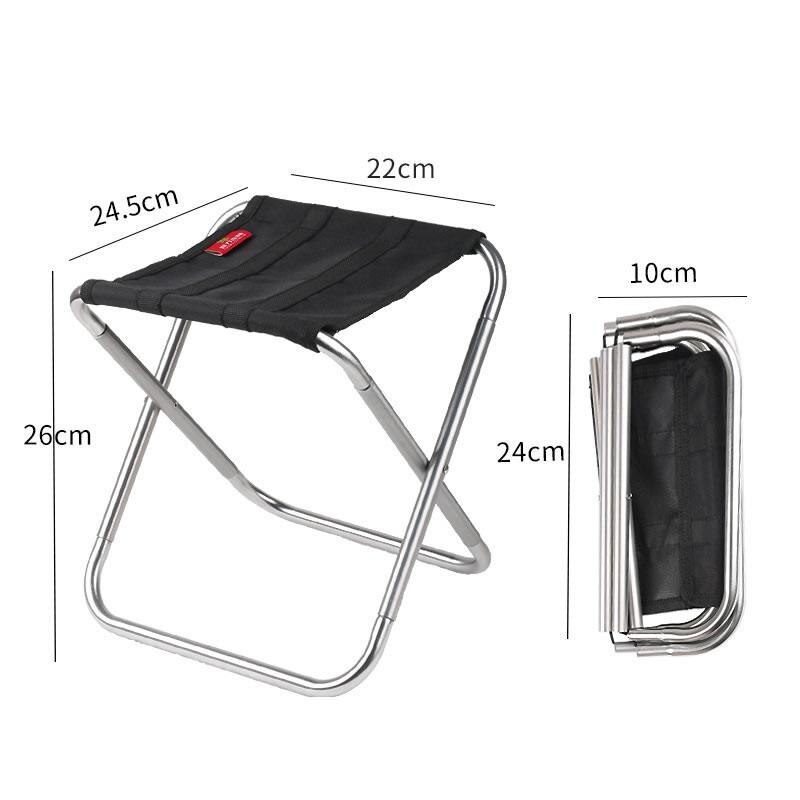 Ultralet klapstol rejser udendørs campingstol superhard høj belastning bærbar strandvandring picnic sæde fiskeredskaber stol: Sølv