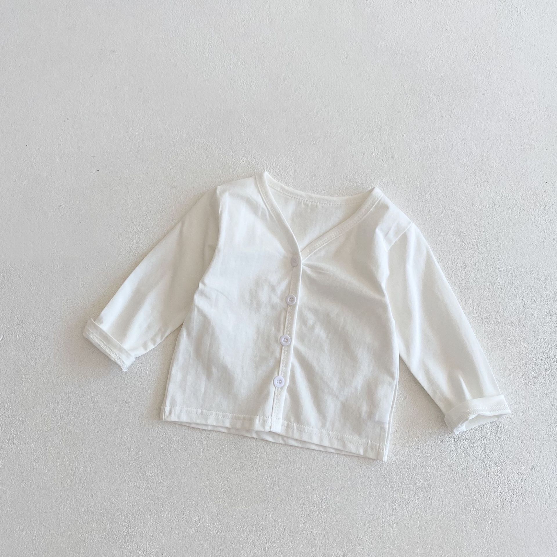 Koreaanse Zomer Kinderen Zon Baby Uitloper Jas Jongens En Meisjes Mooie Lange Mouwen Airconditioning Voor 0-36M: white / 36M