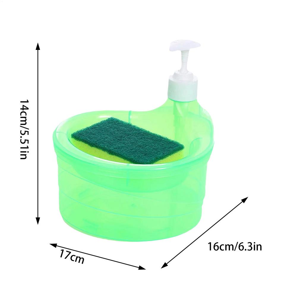 Dishwasher Dispenser Sponge Holder Washing Soap Dispenser 2 In 1 Washing Up Liquid Dispenser With Sponge Dish Soap Dispenser And: green