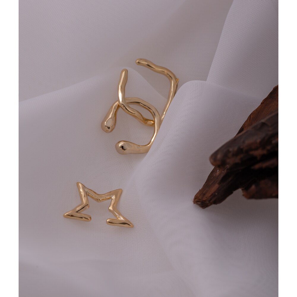 Yhpup elegante estrela redonda ouro clipe de orelha brincos declaração sem piercing metal geométrico orelha osso brincos jóias 14 k kolczyki