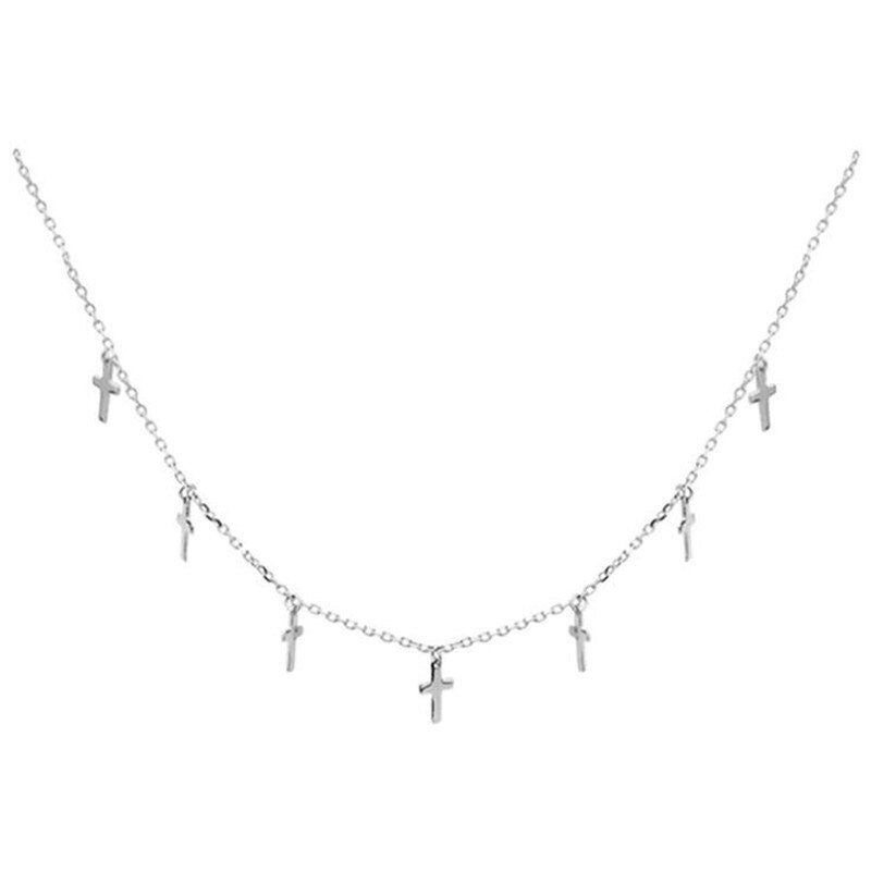 Simple Cross Female Niche 925 Sterling Silver Jewelry Short Exquisite Popular Clavicle Chain Pendant Necklaces H515