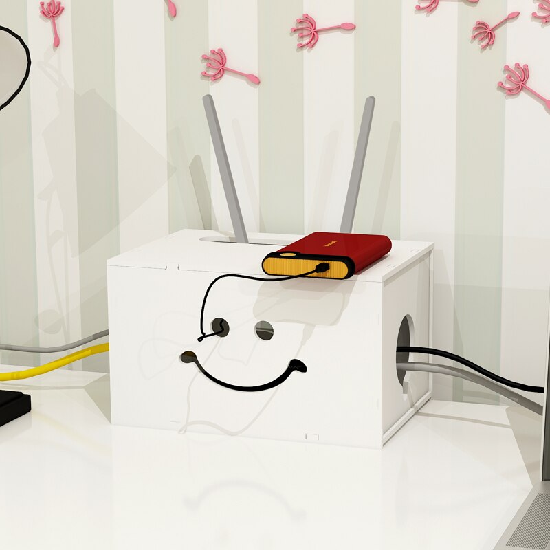 Wifi Router Storage Boxes Cable Power Plus Wire Bracket wire plug-in cable box power cord hidden box set top box storage shelf: Smile 1 layer