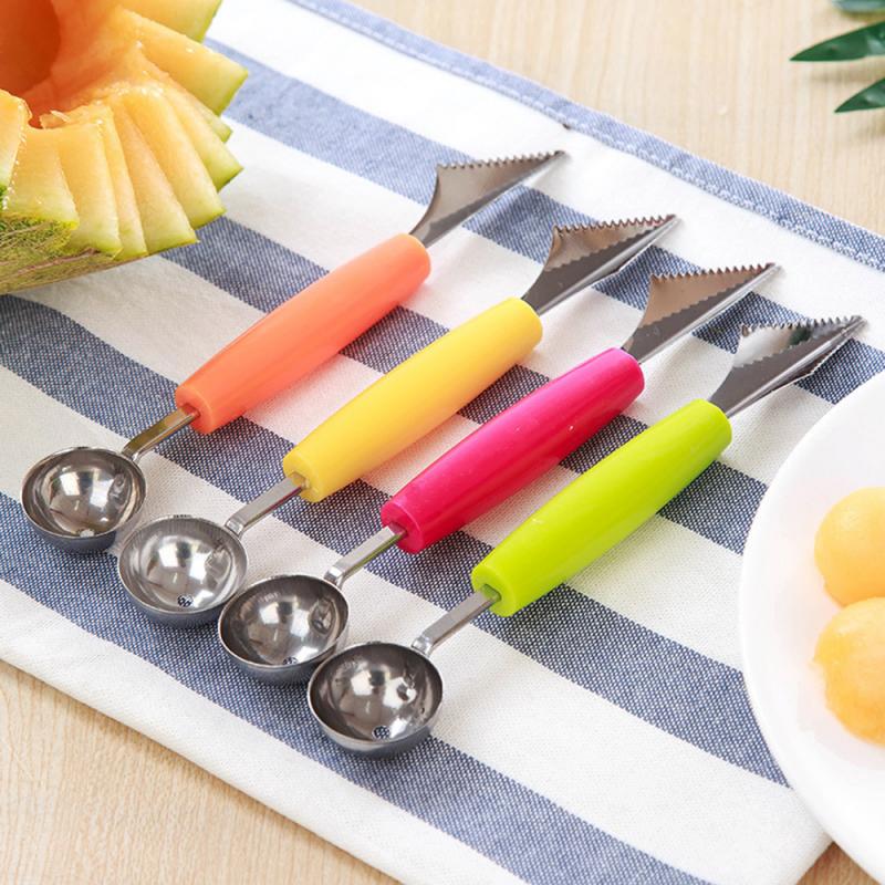 Boule à Melon à Double extrémité en acier inoxydable, cuillère à plateau de fruits, accessoires de cuisine, ustensiles de cuisson, outils à légumes chauds 2 en 1