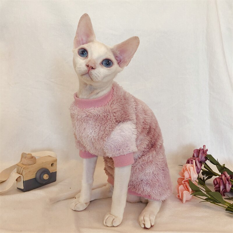 Sphinx Hairless Cat Clothes Autumn Winter Dyed Plush Thickened Warm Vest Double-sided Plush Cat Clothes Clothing for Cats