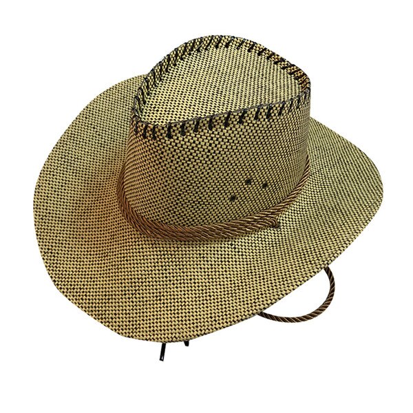 Unisex Western Cowboy Hat For Gentleman SombreroWide Brim Straw Cap L0402: B