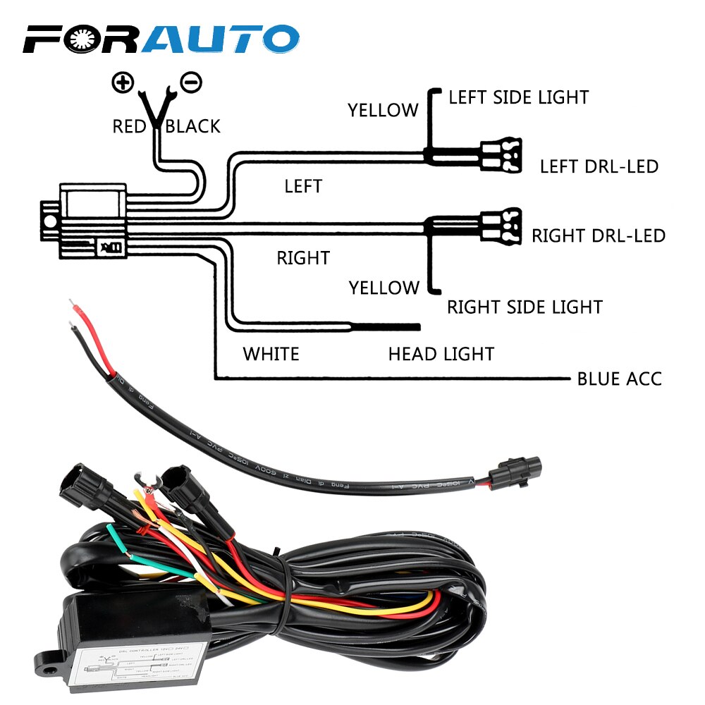 FORAUTO Led-dagrijverlichting Relay Running Light Controle Lijn Controle Op Off Dimmer Multi-functie voor alle voertuigen