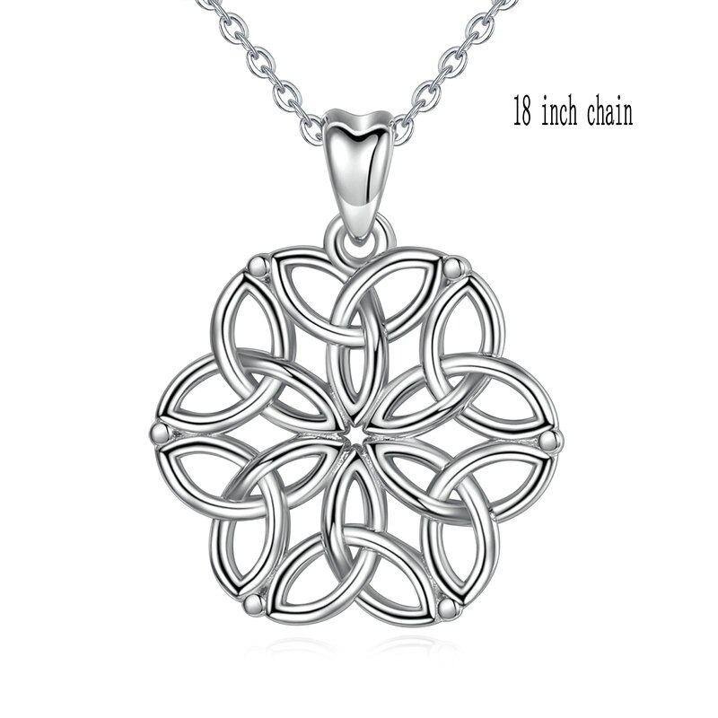 EUDORA – collier pendentif fleur de vie en argent Sterling 925, avec nœud celtique, bijoux à la pour femmes, d'anniversaire D416: 18 inch chain