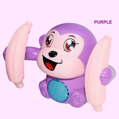 Newest Electric Flipping Monkey Toy Light Music Children Animal Model Toy Voice Control Induction Cartoon Rolling Baby Toys: Purple