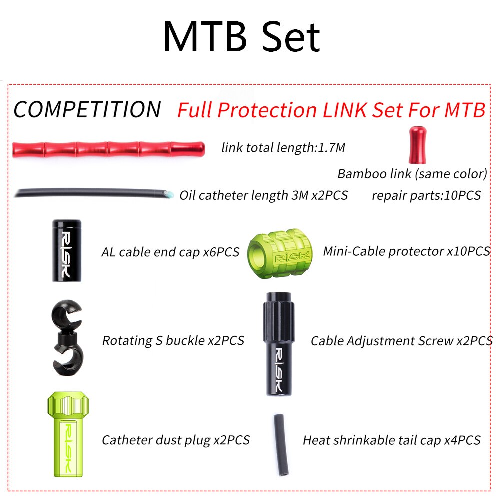 RISK Bicycle Brake Cable Set Derailleur Shift Housing Aluminum Alloy Links MTB Road Bike Brake Housing Shifting Wires Line