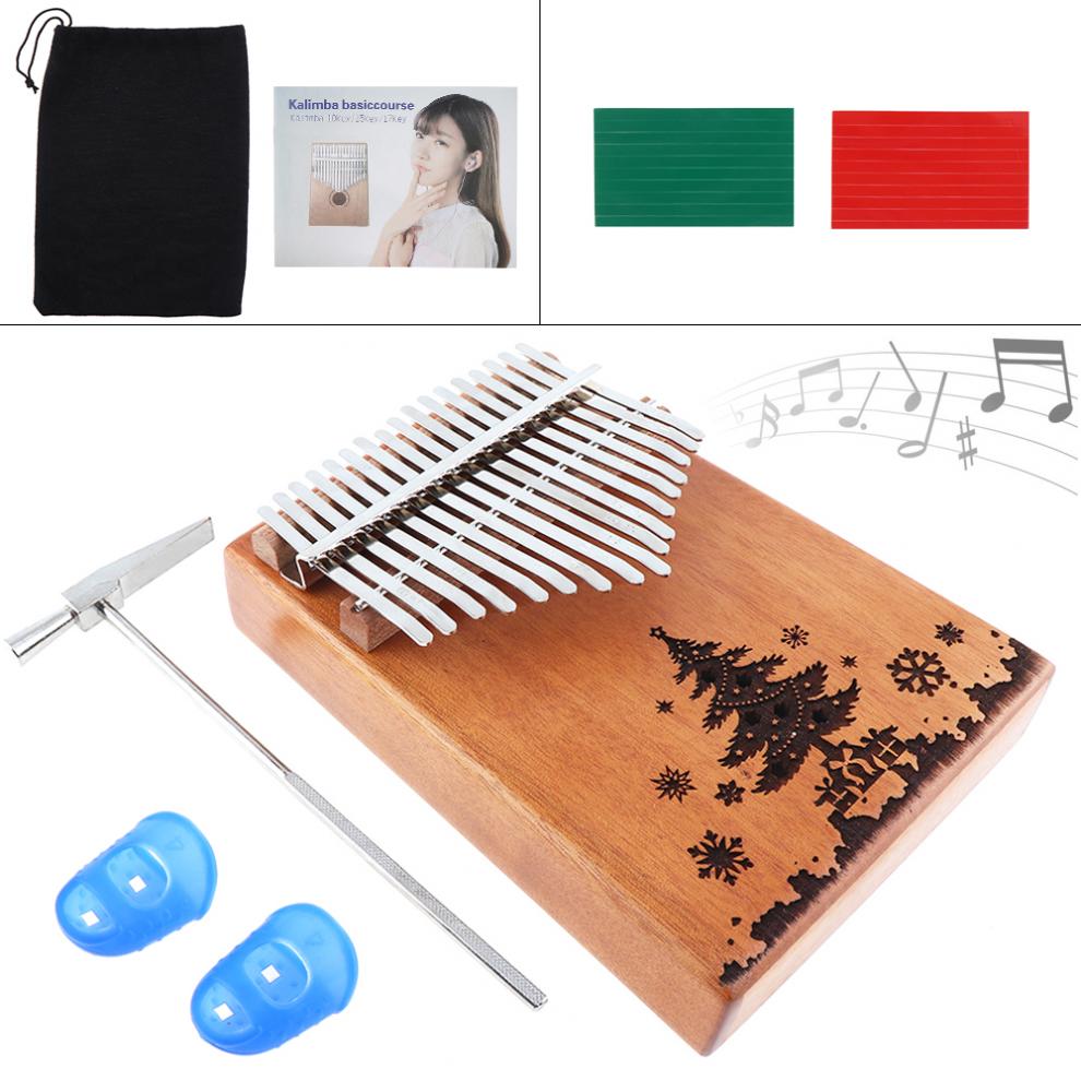 Kalimba de 17 teclas, árbol de Navidad, agujero de sonido, tablero individual de caoba, Piano de pulgar, Mini teclado Natural, instrumento, de Navidad