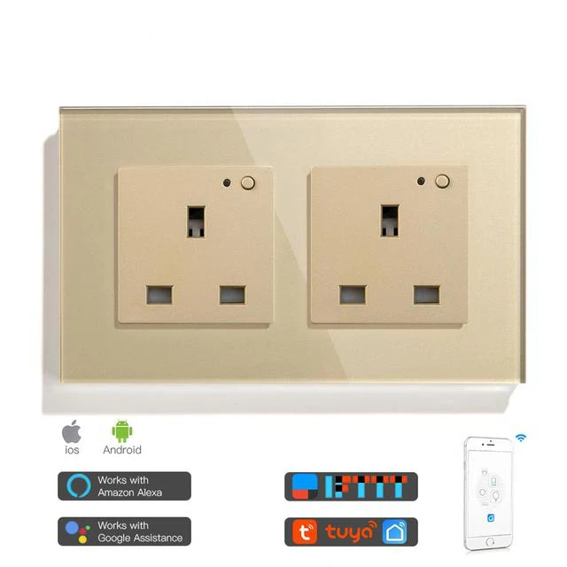 WiFi Smart Wall Sockets UK Electric Plug Mounted Outlets 13A App Remote Voice Control Timer by Tuya Smartlife Alexa Google Home: Type 19