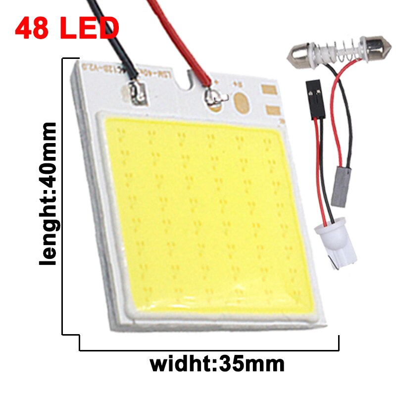 1x t10 w5w led cob pære  c5w c10w cob led festoon 31mm 36mm 39mm 42mm 12v super lyse hvid bil interiør kuppel læselys