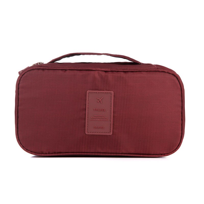 Ondergoed bh sokken organizer box draagbare reis doek verpakking opbergtas vrouwen cosmetische make-up etui koffer reisaccessoires: Wijnrood