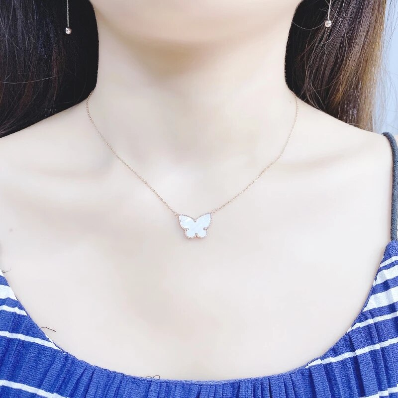 Mode Vlinder Shell Hanger Ketting Koreaanse Leuke Shell Gold Choker Sleutelbeen Ketting Voor Vrouwen Meisjes Sieraden