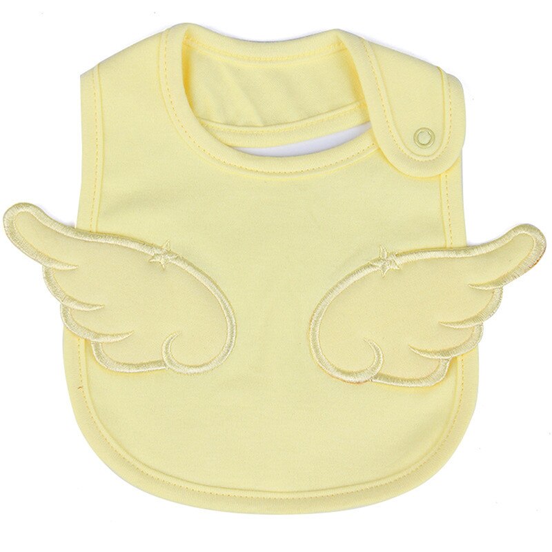 Baberos impermeables para bebé, paños de eructo para bebé, Baberos redondos de dibujos animados de ala de Ángel, Baberos para comer para niña pequeña de Color sólido: yellow