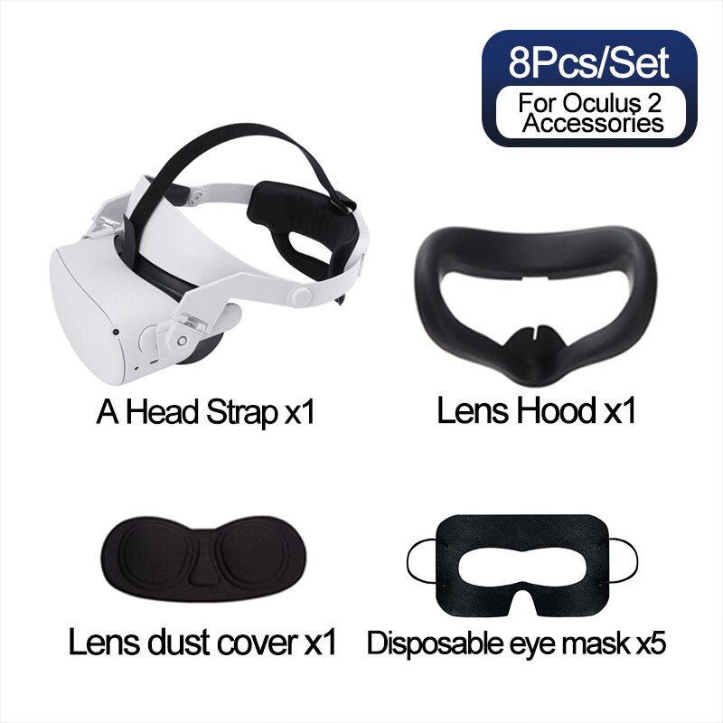 VR Handle Grip Shell Cover Protective Case Head Strap For Oculus Quest 2 VR Storage Case Bag for Oculus Quest2 VR Accessories: 8PCS-A