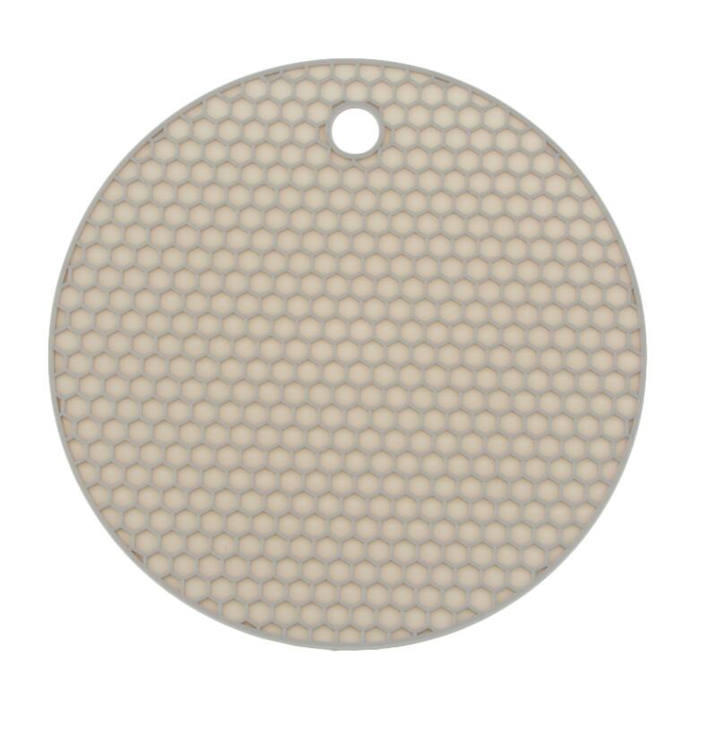 14cm Siliconen Ronde Honingraat Warmte-Isolerende Kussen Tafel Kussen Kom Kussen Cup Kussen Europese Keuken: light grey