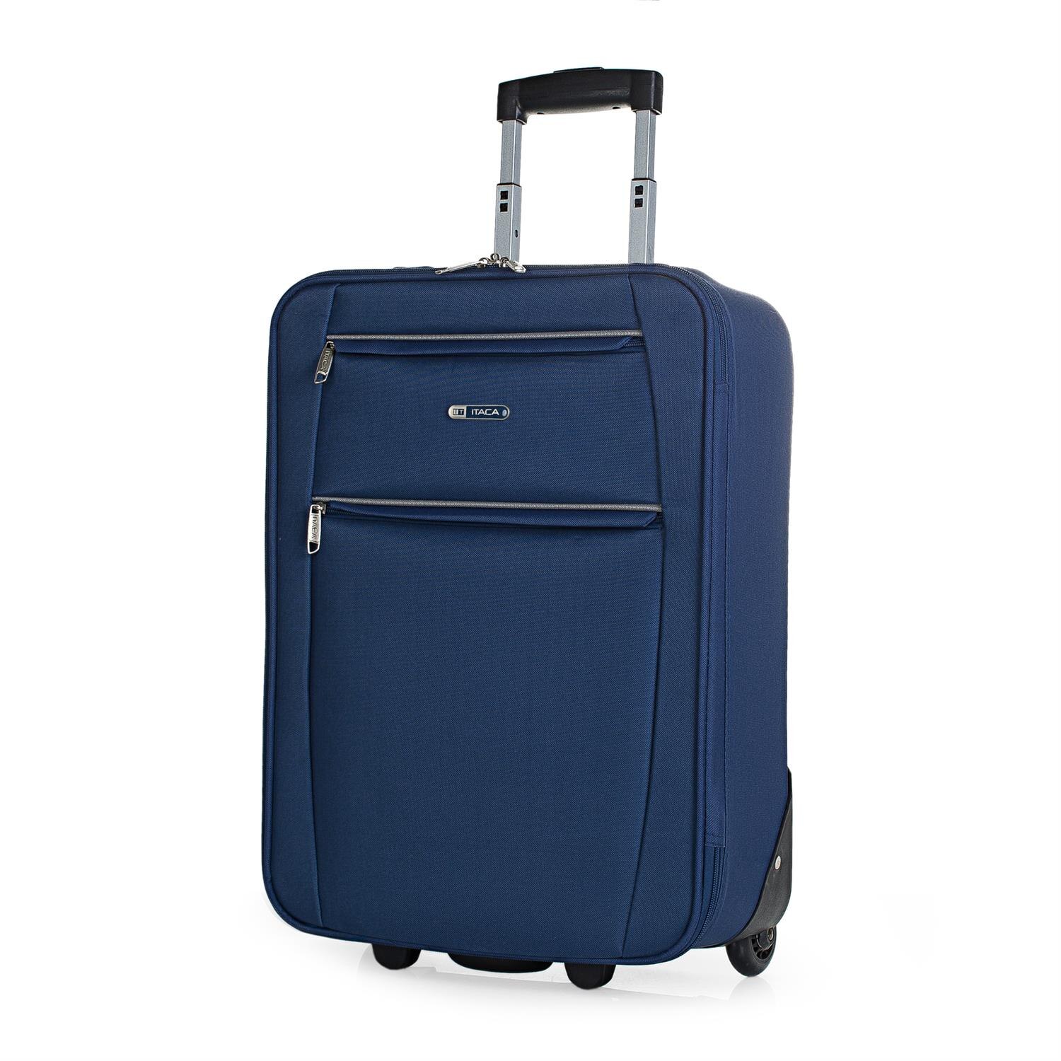 Itaca modèle Cassley valise trolley cabine Semirígida 50 Cm Polyester EVA poignée réglable, 2 poignées 2 roues roulettes faible coût: Bleu