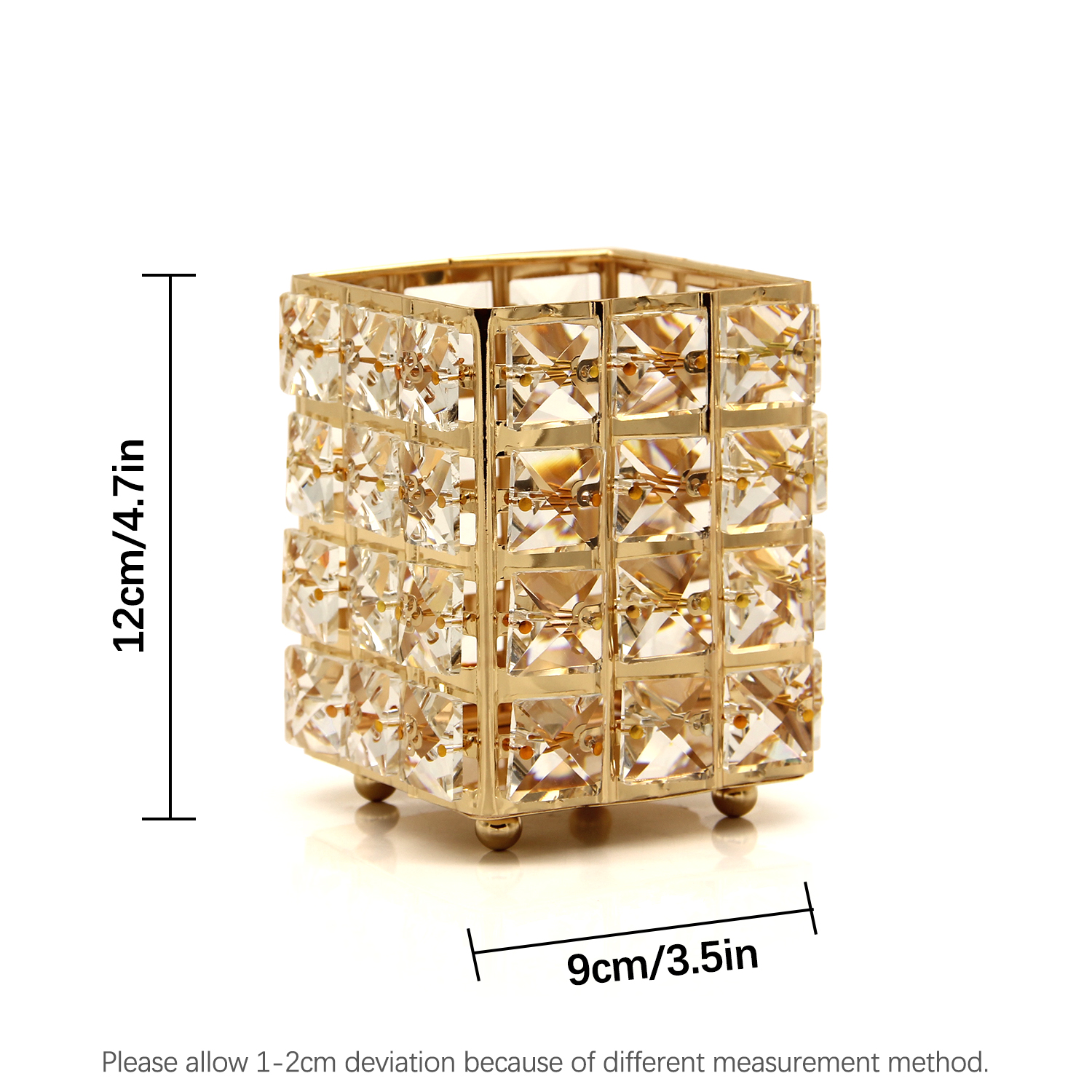 VINGIANT Crystal Cylinder Flower Vases Candle Holders for Home Wedding Table Centerpieces Halloween Decoration Handmade: gold