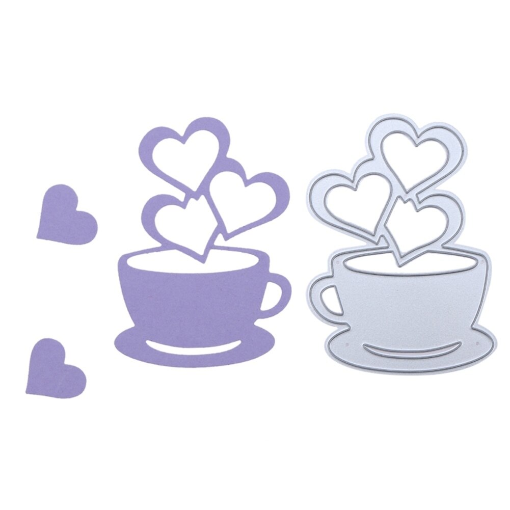 Lngclown bricolage amour coeur tasse à café artisanat pochoir pour bricolage Scrapbooking papier/photo cartes faisant gaufrage Die