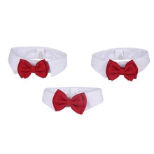 Vit röd hund valp katt bowknot fluga slips kläder för liten hund